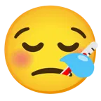 Gesicht mit Fieberthermometer + schläfriges Gesicht