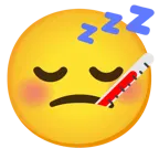Gesicht mit Fieberthermometer + schlafendes Gesicht