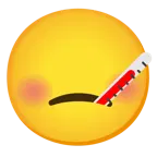 Gesicht mit Fieberthermometer + Gesicht ohne Mund