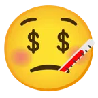 Gesicht mit Fieberthermometer + Gesicht mit Dollarzeichen