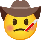 Gesicht mit Fieberthermometer + Gesicht mit Cowboyhut