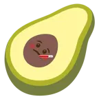 Gesicht mit Fieberthermometer + Avocado