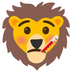 Gesicht mit Fieberthermometer + Löwe