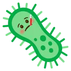 Gesicht mit Fieberthermometer + Mikrobe