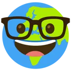 Strebergesicht + Globus mit Europa und Afrika