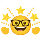 Strebergesicht + funkelnder Stern