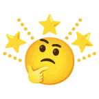 düşünen yüz + parıldayan yıldız