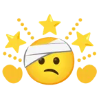 Gesicht mit Kopfverband + funkelnder Stern