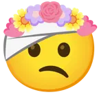 cara con la cabeza vendada + tulipán