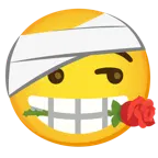 Gesicht mit Kopfverband + Rose