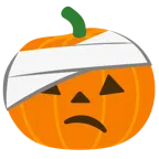 Gesicht mit Kopfverband + Halloweenkürbis