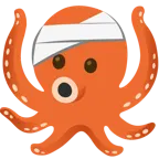 cara con la cabeza vendada + pulpo