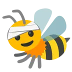 cara con la cabeza vendada + abeja