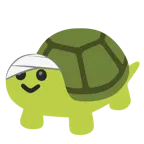 cara con la cabeza vendada + tortuga