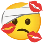 Gesicht mit Kopfverband + Kussabdruck