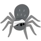 cara con la cabeza vendada + araña