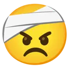 Gesicht mit Kopfverband + verärgertes Gesicht