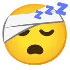 Gesicht mit Kopfverband + schlafendes Gesicht