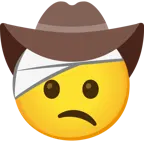 Gesicht mit Kopfverband + Gesicht mit Cowboyhut