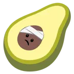cara con la cabeza vendada + aguacate