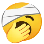 Gesicht mit Kopfverband + gähnendes Gesicht