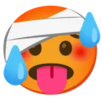Gesicht mit Kopfverband + schwitzendes Gesicht