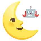 Roboter + Mondsichel mit Gesicht rechts