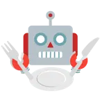 Roboter + Teller mit Messer und Gabel