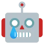 Roboter + lachendes Gesicht mit Träne