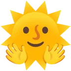 cara con manos abrazando + sol con cara