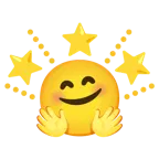 cara con manos abrazando + estrella brillante