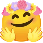 cara con manos abrazando + tulipán
