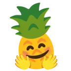 smiling face with open hands + pineapple