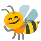 smiling face with open hands + honeybee