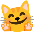 smiling face with open hands + cat face
