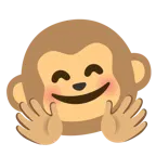 smiling face with open hands + monkey face