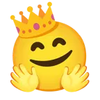 smiling face with open hands + crown