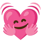 cara con manos abrazando + corazón latiendo