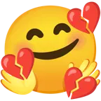 cara con manos abrazando + corazón roto