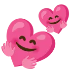 cara con manos abrazando + dos corazones