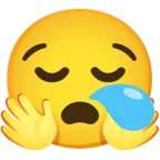 cara con manos abrazando + cara de sueño