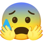 cara con manos abrazando + cara con ansiedad y sudor