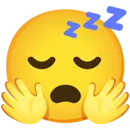 cara con manos abrazando + cara durmiendo