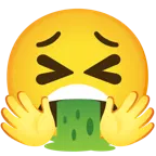 cara con manos abrazando + cara vomitando