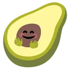 smiling face with open hands + avocado