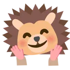 smiling face with open hands + hedgehog