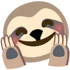 smiling face with open hands + sloth
