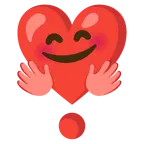 cara con manos abrazando + exclamación de corazón