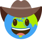 Gesicht mit Cowboyhut + Globus mit Europa und Afrika