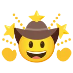 cara con sombrero de vaquero + estrella brillante